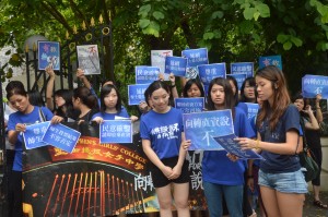 Students of  St Stephen’s Girls’ College, led by their alumni, marched around the school campus to protest against the school 's decision to join the Direct Subsidy Scheme.