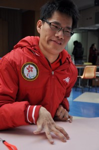 Wong Kam-lung, a member of HKSAP Boccia team