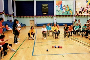 All eyes on the game at this Boccia competition for the elderly