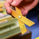 A yellow ribbon given by a medical team from Taiwan