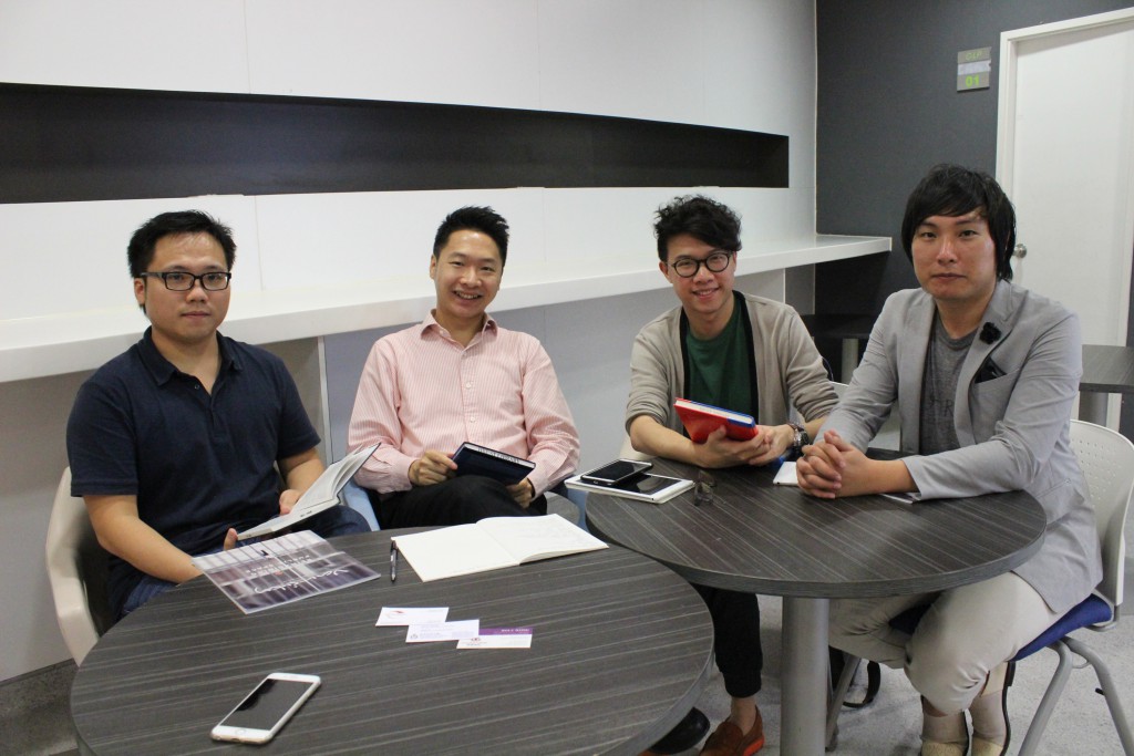 Kongish Daily co-founders Tsang Alfred Jones, Pedro Lee Lok-yi, Jeffrey Lau Wai-lun and Nick Wong Chun